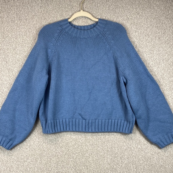 GAP Sweaters - GAP balloon sleeve chunky knit sweater S soft cozy powder blue wool blend
